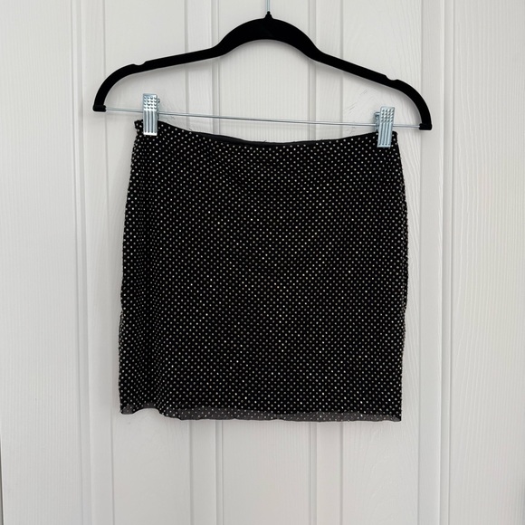 NWT Meshki Andrea Diamante Mini Skirt in Black - Picture 4 of 7